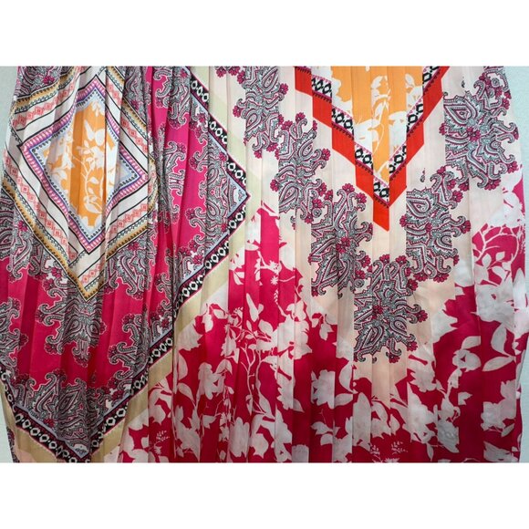 Chicos Womens Bohemian Maxi Pleated Skirt Size 3/Large Pink Orange - Picture 10 of 11